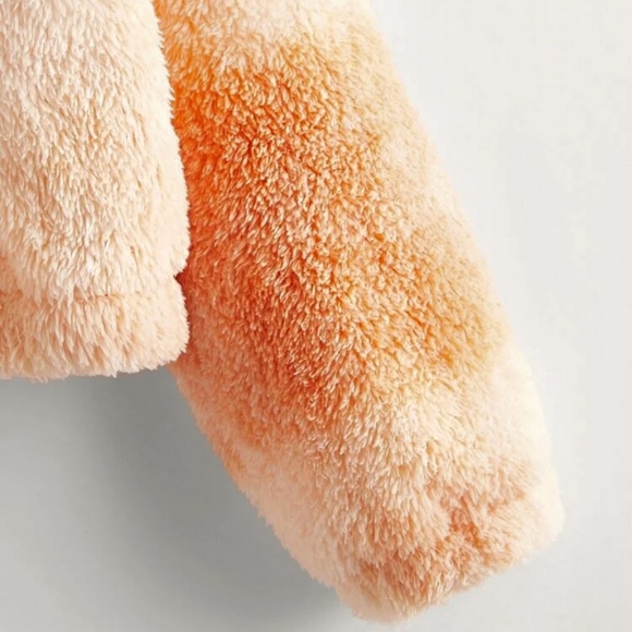 TEDDY JACKET | Hooded Orange Zip-Up, Tie Dye Faux Fur Sizes: 9 & 11/12 Years Old - Picture 3 of 5